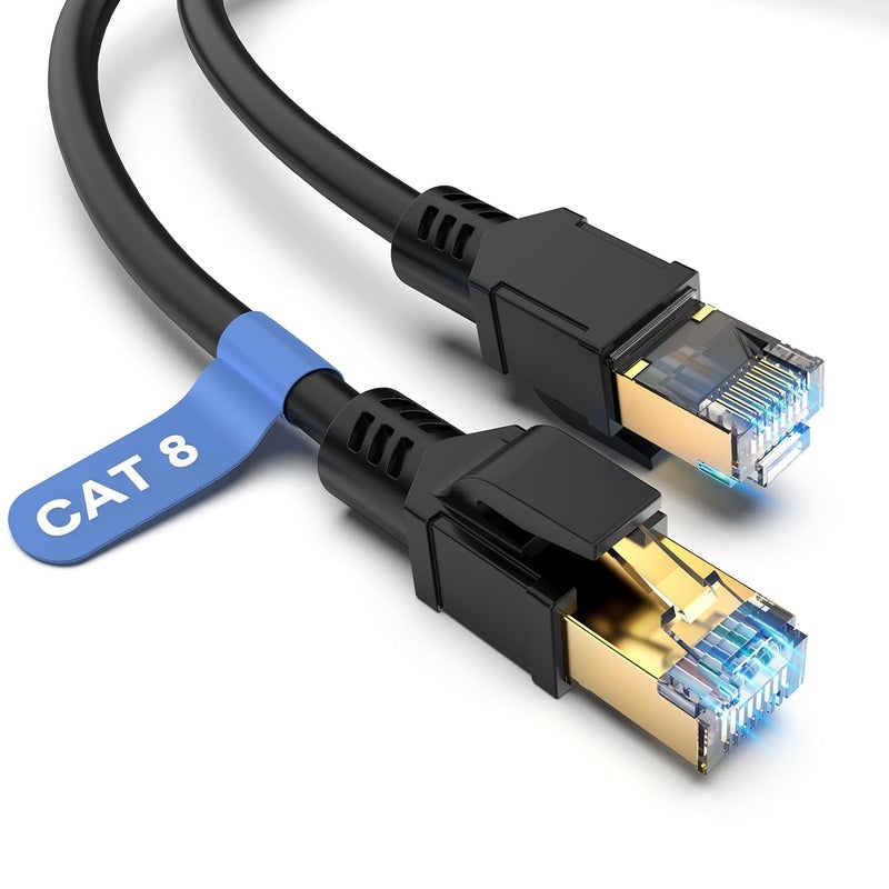 BIFALE Cat 8 Ethernet Cable 25 FT, High Speed Network Cable 40Gbps 2000MHz, 26AWG Heavy Duty LAN Cable Shielded in Wall, PE Jacket for Modem Router, Indoor&Outdoor - Image 1